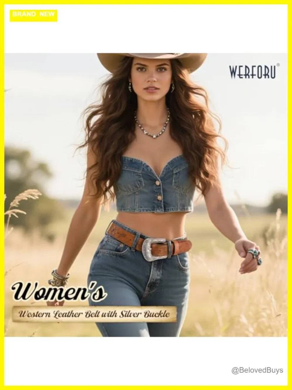 2 Pack Women's Western Faux Leather Belts with Big Buckle